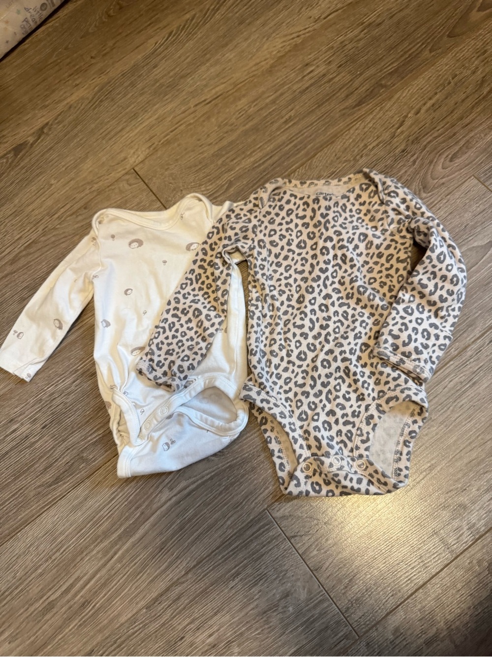Neutral Leopard and Cream Long-Sleeve Baby One-Piece Set